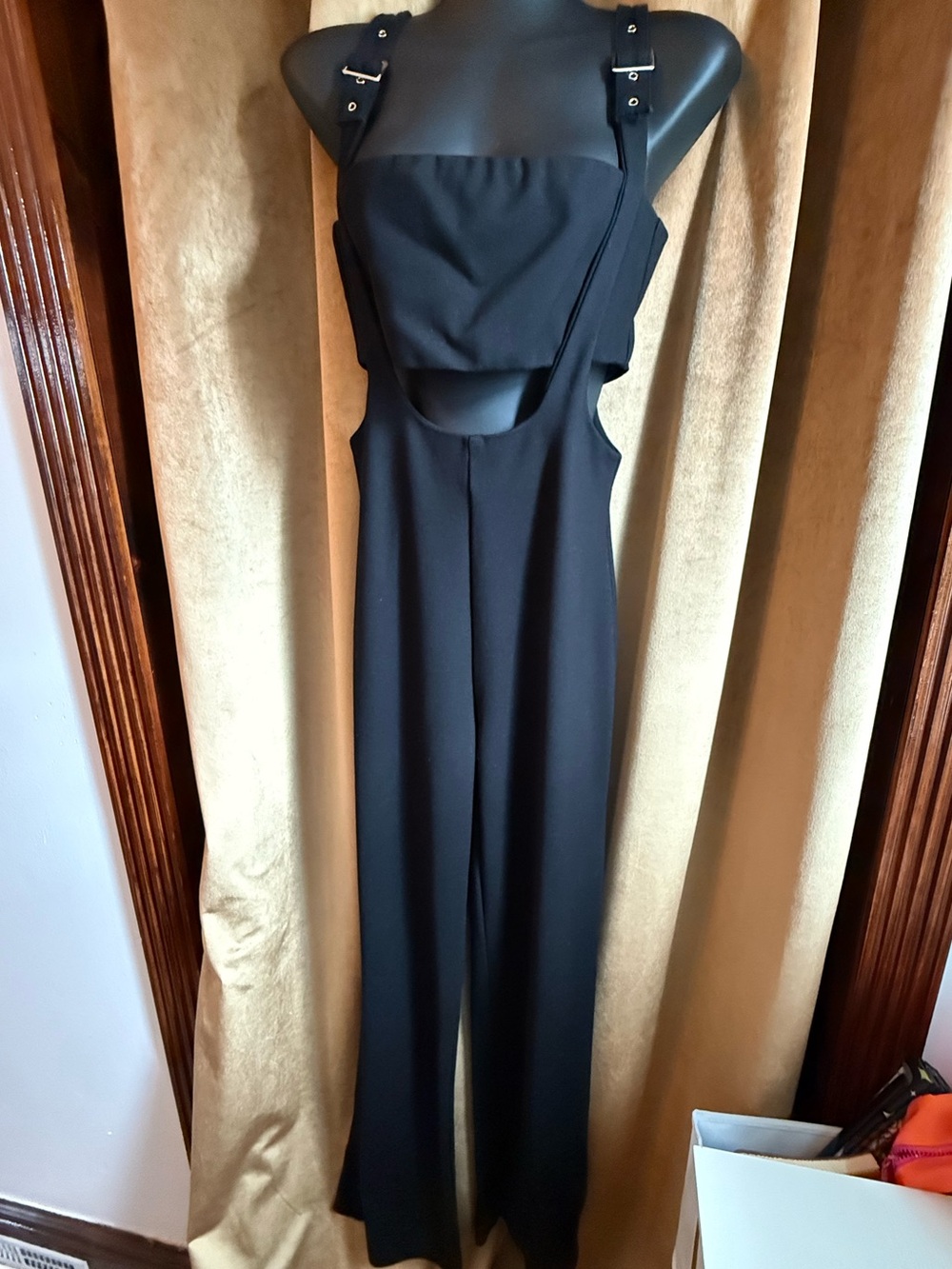 Tiger Mist Black Cutout Jumpsuit with Buckle Straps goth